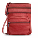 Red Genuine Leather Multi-zipper Crossbody Bag - 6 Colors