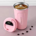 Pink Double Wall Stainless Steel Vacuum Mug with LED Temperature Display