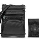 Black Leather Crossbody Bag with CDC Passport Holder- 5 Colors