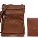  Leather Crossbody Bag with CDC Passport Holder- 5 Colors