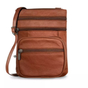 Brown Genuine Leather Multi-zipper Crossbody Bag - 6 Colors