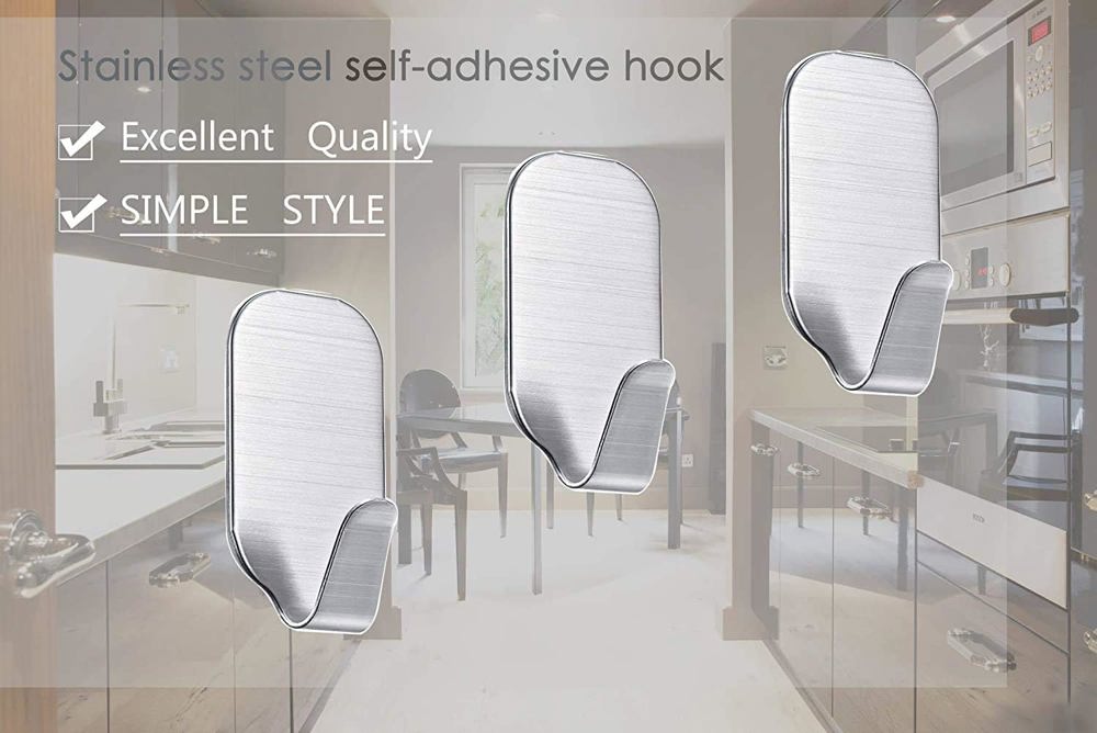 Stainless Steel Wall Hanger Adehesive Multiuse Set of 3 Hooks