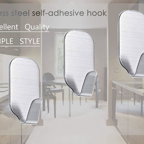 Stainless Steel Wall Hanger Adehesive Multiuse Set of 3 Hooks