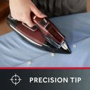  Sunbeam Professional Steam Iron, 1700 Watt, Large Nonstick Ceramic Soleplate, Horizontal or Vertical Shot of Steam, Self Cleaning, Large LED Screen and Bright LED Lights, 8' Swivel Cord, Black/Red