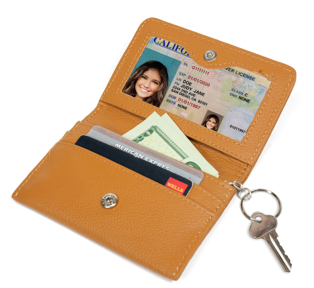 RFID Genuine Leather Key Ring Wallet - 5 Colors