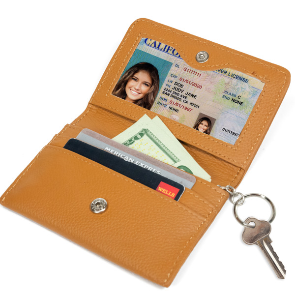 RFID Genuine Leather Key Ring Wallet - 5 Colors