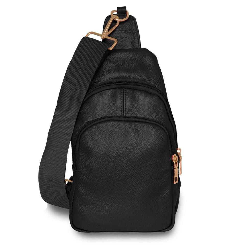 Real Leather Solid Strap Shoulder Sling Bag