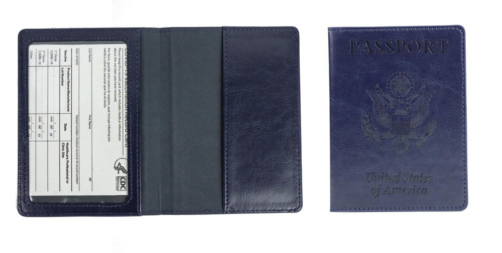 Passport Holder with CDC Vaccination Card Protector - 13 Colors