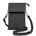 Black Genuine Leather Cell-Phone Crossbody Wallet Purse