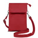 Red Genuine Leather Cell-Phone Crossbody Wallet Purse