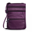 Purple Genuine Leather Multi-zipper Crossbody Bag - 6 Colors