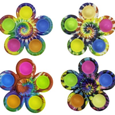 4 Pack Tie-Dye Fidget Spinner Popper Toy