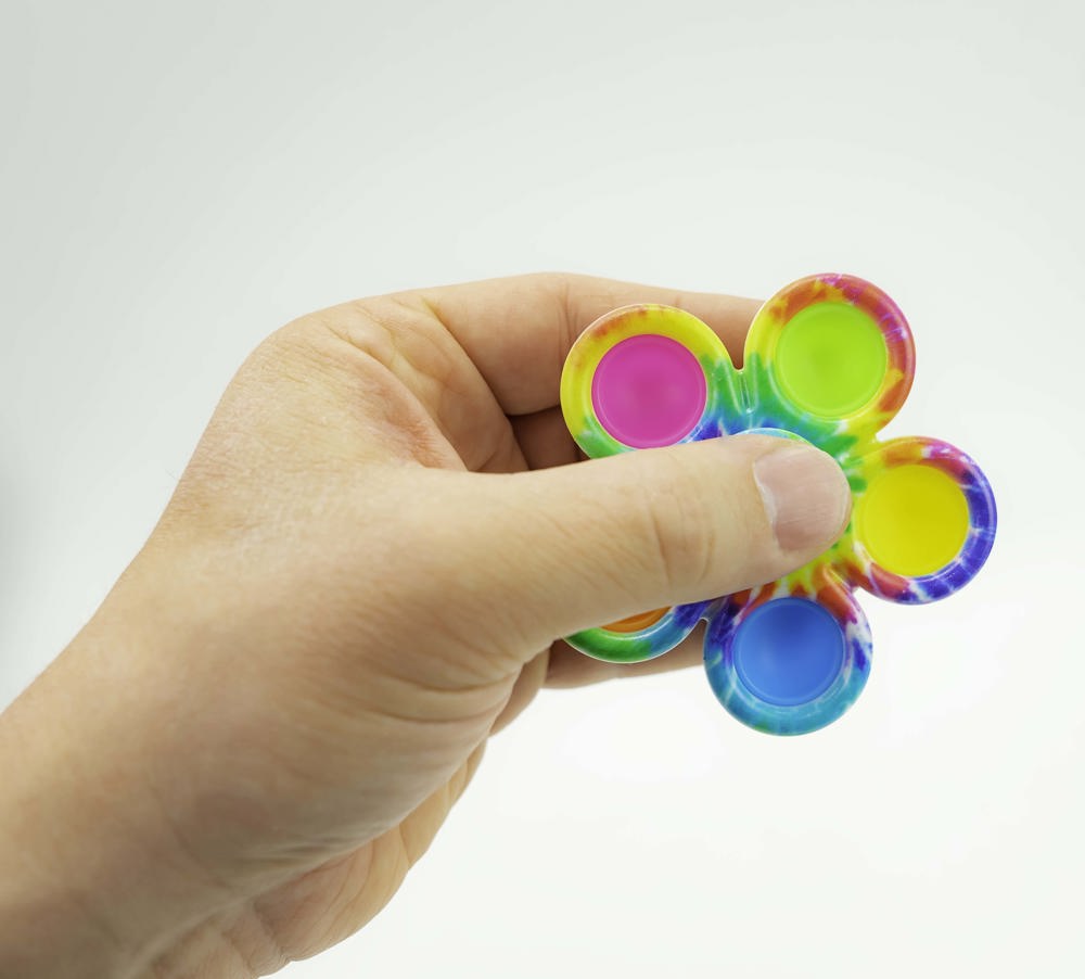 4 Pack Tie-Dye Fidget Spinner Popper Toy