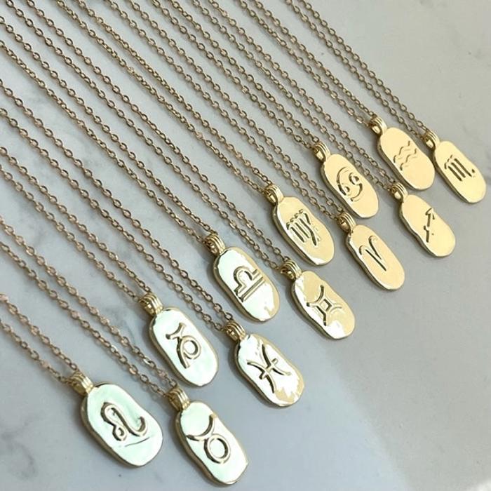 Astrology Zodiac Horoscope Gold Charm Necklace