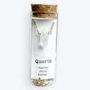  Quartz Gemstone Bullet Charm Gold Necklace 