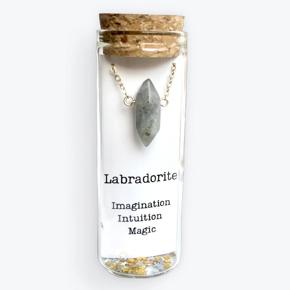 Labradorite Gemstone Bullet Point Necklace 