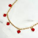  Gold Paperclip Necklace with Red Hearts – Valentine’s Gift