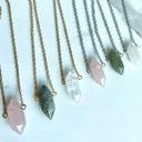  Rose Quartz Gemstone Bullet Point Necklace 