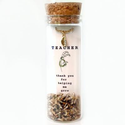 Thank You for Helping Me Grow - Teacher Gift Necklace