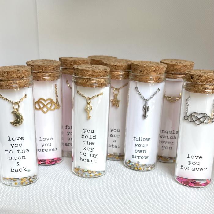 Valentine's Day Affirmation Charm Necklaces – Unique Gift for Her