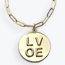 LOVE Disc Gold Paperclip-Style Charm Necklaces