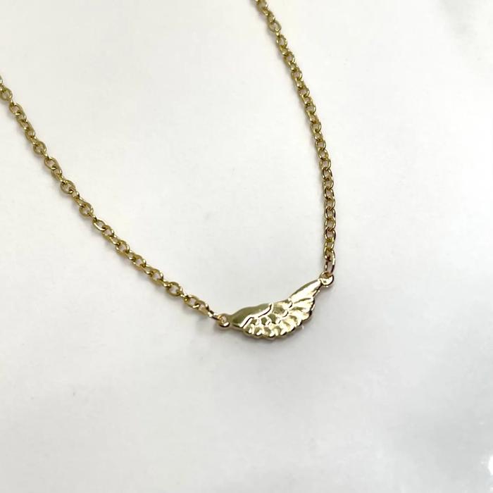 Gold Angel Wing Necklace – Memorial Jewelry with Cardinal