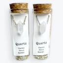  Quartz Gemstone Bullet Charm Gold Necklace 