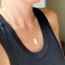  Rose Quartz Gemstone Bullet Point Necklace 