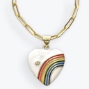 Pride Heart  Gold Paperclip-Style Charm Necklaces