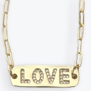 Love Nameplate Gold Paperclip-Style Charm Necklaces