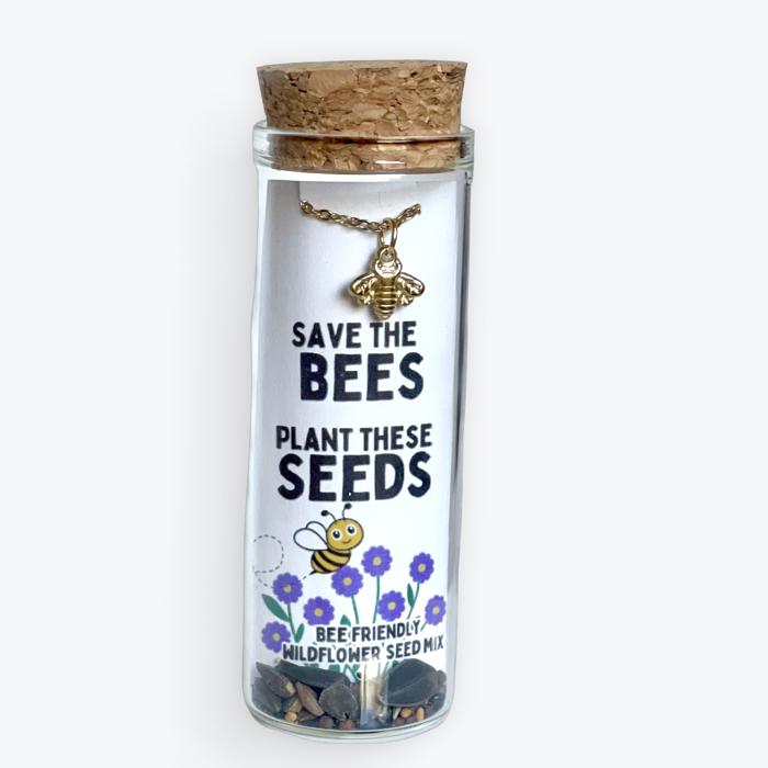 Bee Charm Necklace with Wildflower Seeds – Save the Bees