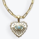 Evil Eye Heart Gold Paperclip-Style Charm Necklaces