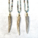  Deer Antler Tine & Gemstone Knotted Handmade Necklace Boho 