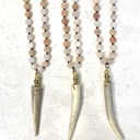  Deer Antler Tine & Gemstone Knotted Handmade Necklace Boho 