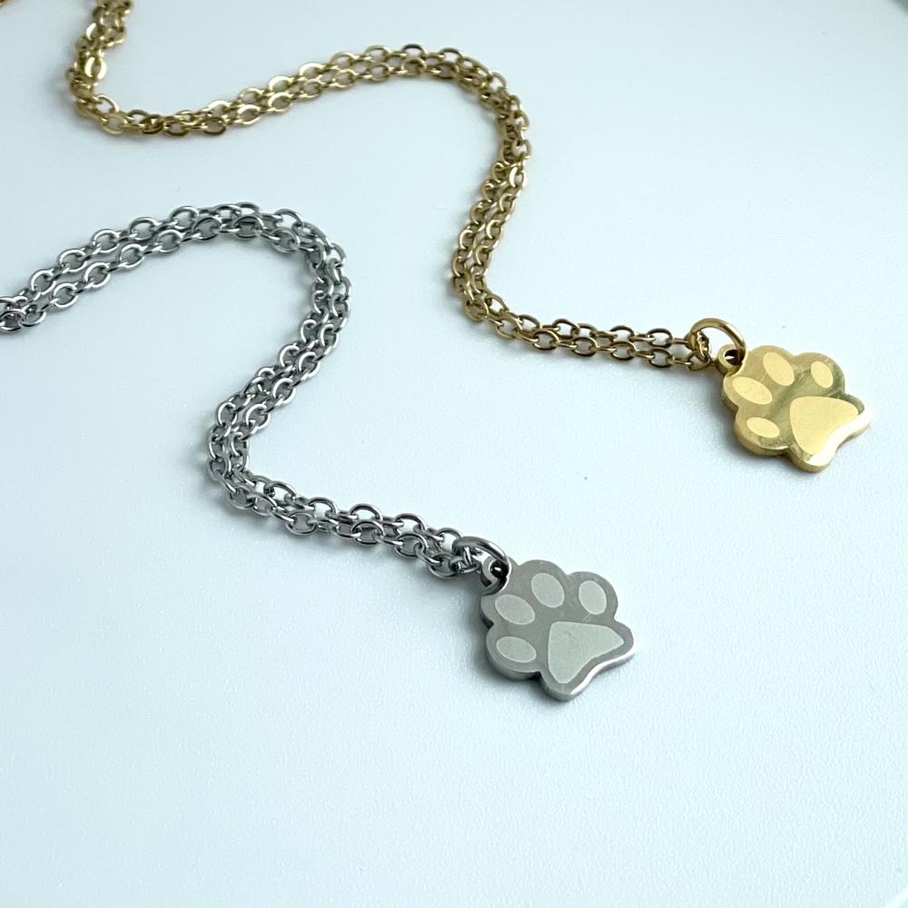 Memorial Paw Print Necklace. Remembrance of Loved Pet