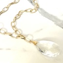  Elegant Necklace with Large Faceted Crystal Drop Pendant