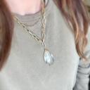  Elegant Necklace with Large Faceted Crystal Drop Pendant