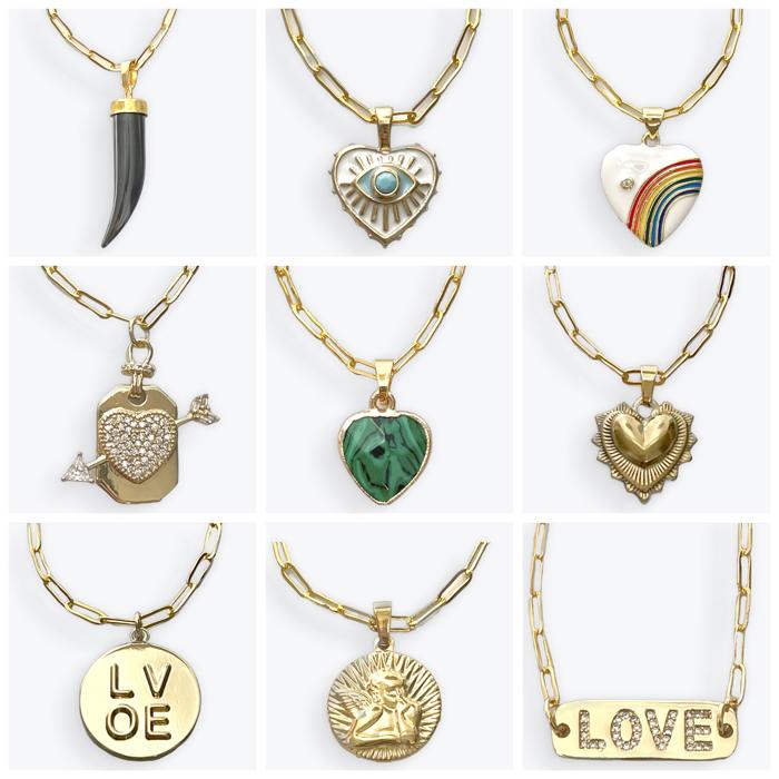 Gold Paperclip-Style Charm Necklaces