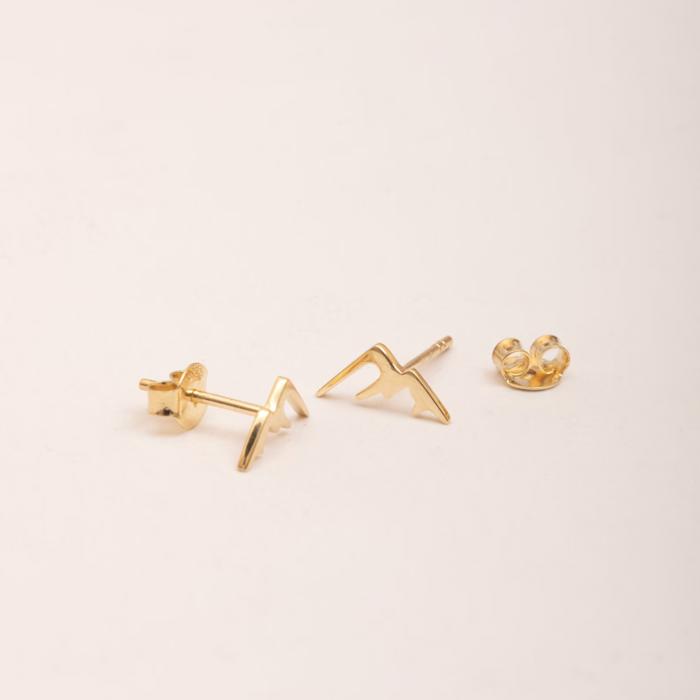 Gold Mountain Stud Earrings, Non-Tarnish Adventure Jewelry