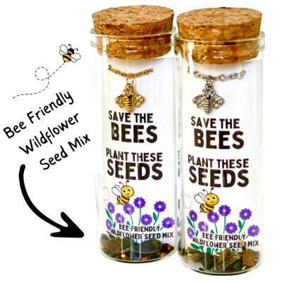 Bee Charm Necklace with Wildflower Seeds – Save the Bees- Spring Favorites