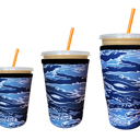 GRAY WAVES Iced Coffee Sleeves | 3-Pack