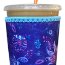 Violet Whimsy Medium 22-24oz Iced Coffee Sleeves - 3 Sizes