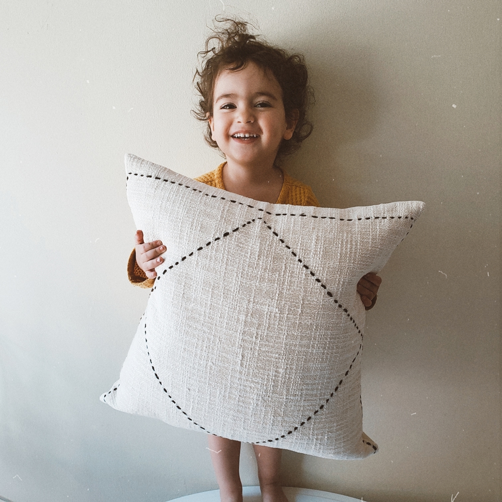 Neutral Striped Boho Pillow