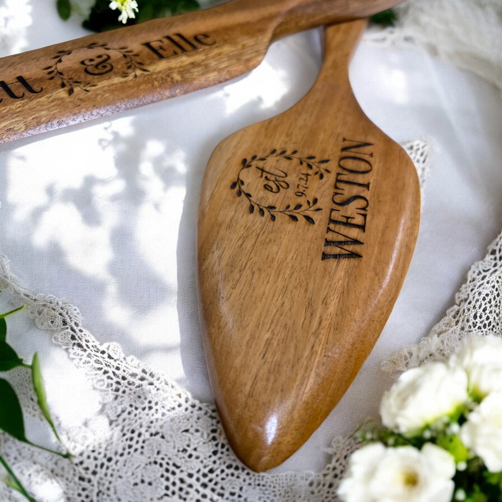 Personalized Wedding Cake Wooden Knife & Server Set