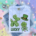  Lucky St Patricks Day Faux Embroidery Tshirt