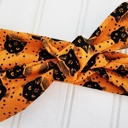  Donna Knotted Headband - Black Cats on Orange