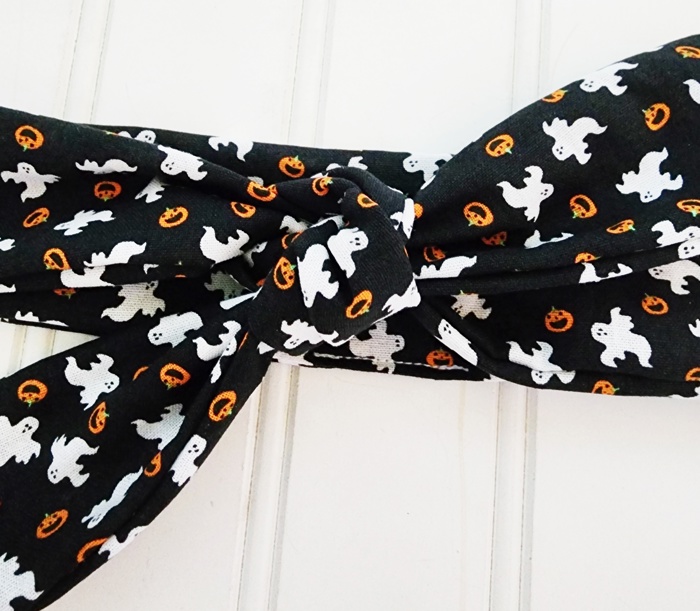 Knotted Headband - Ghosts and Pumpkins on Black