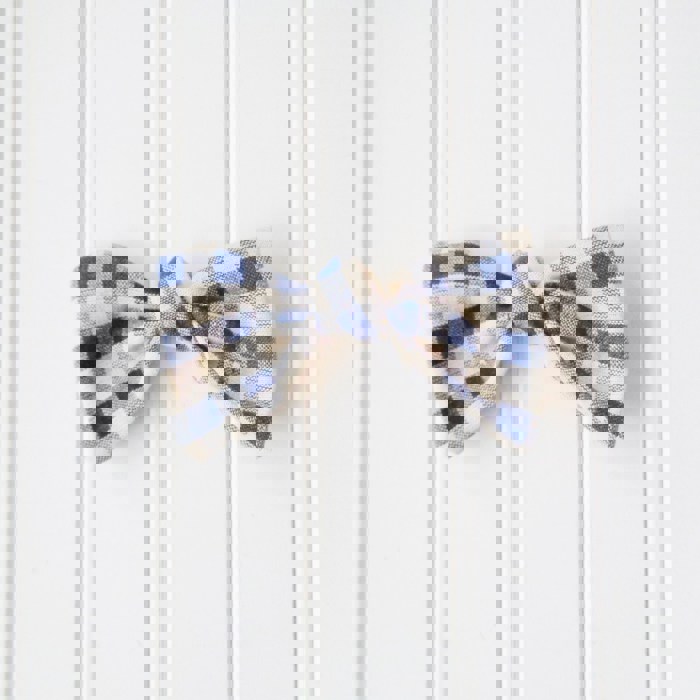 Alice Bow - Navy and Tan Gingham