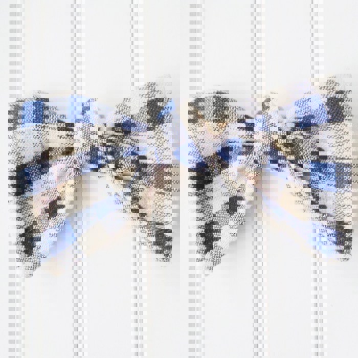 Alice Bow - Navy and Tan Gingham