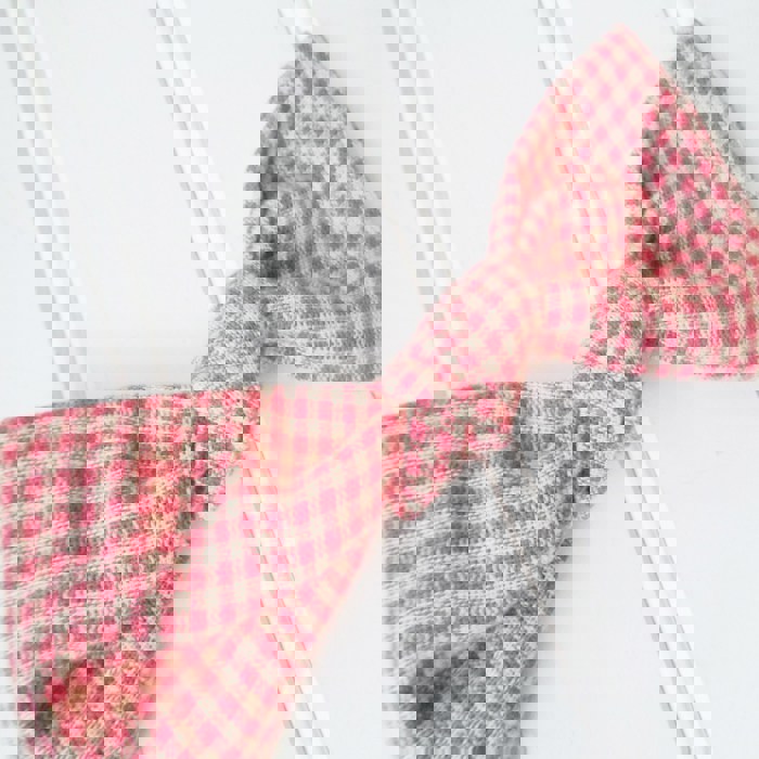 Alice Bow - Pink and Tan Check